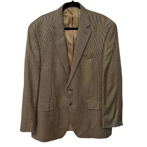 Chaps Classic Silk & Wool Blazer Sport Coat Brown Two Button Classic Fit 46 Long